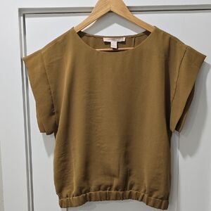 Forever 21 Olive Brown Short Sleeve Blouse